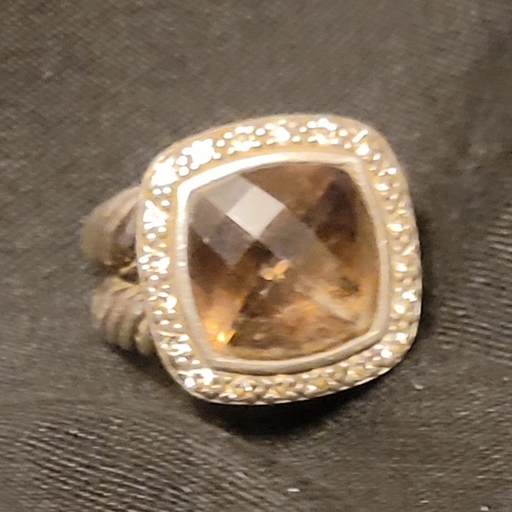 David Yurman Smoky Topaz And Diamond Ring - Picture 2 of 4